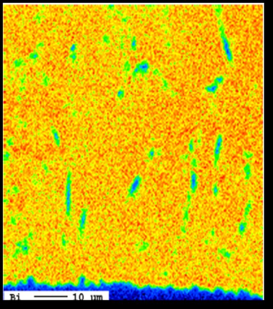 Elementverteilung Wismut, Falschfarben, danach 1500 zyklen